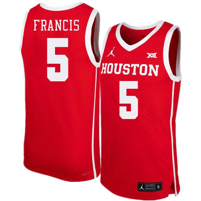 Ja'Vier Francis College Jersey,Houston Cougars #5 Ja'Vier Francis Basketball Jersey Youth-Red